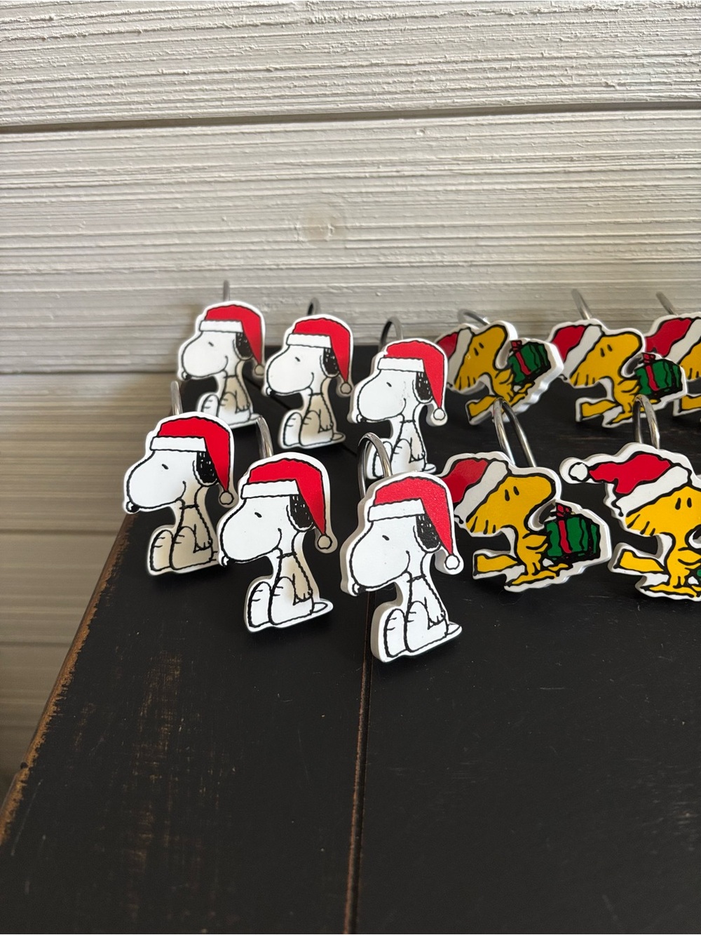 Peanuts Snoopy & Woodstock Christmas Holiday Shower Curtain Hooks Set Of 12 - Picture 4 of 8